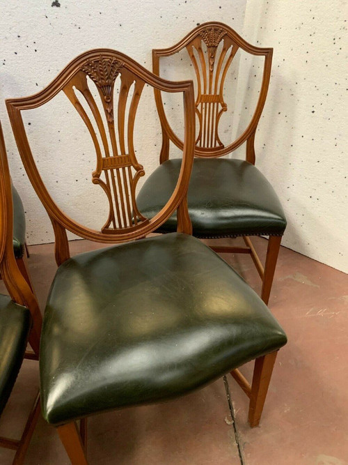 Suite De Six Chaises En Bois Naturel Model Aux épis De Blé XX Siècle