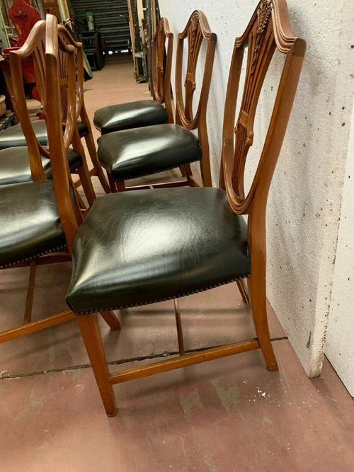 Suite De Six Chaises En Bois Naturel Model Aux épis De Blé XX Siècle