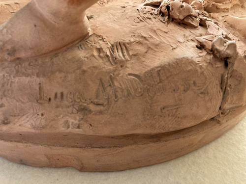 Terracotta di Luca Madrassi (1848-1919) - Allegoria con fiori e putti