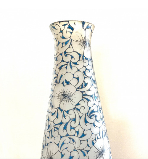 Große Vase aus Glas, Glashütte LEUNE (1861-1930) Jugendstil