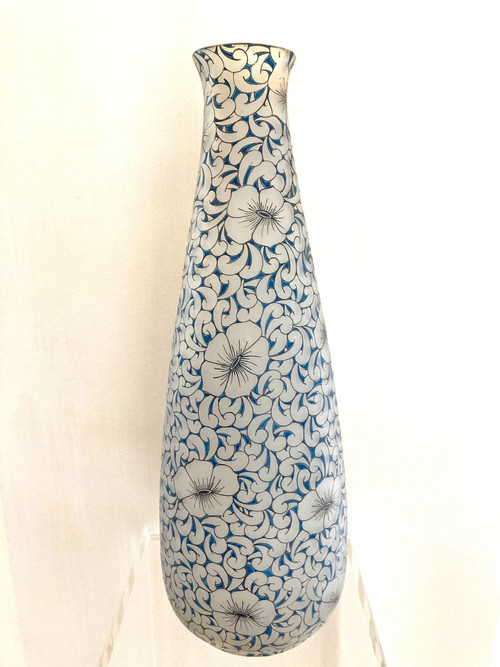 Große Vase aus Glas, Glashütte LEUNE (1861-1930) Jugendstil