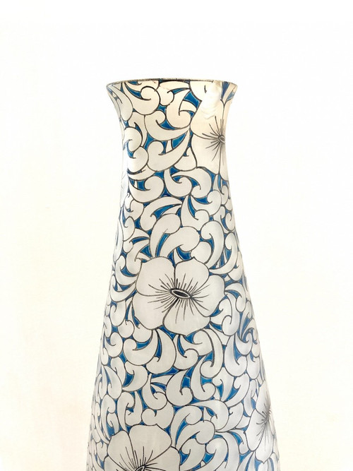 Große Vase aus Glas, Glashütte LEUNE (1861-1930) Jugendstil