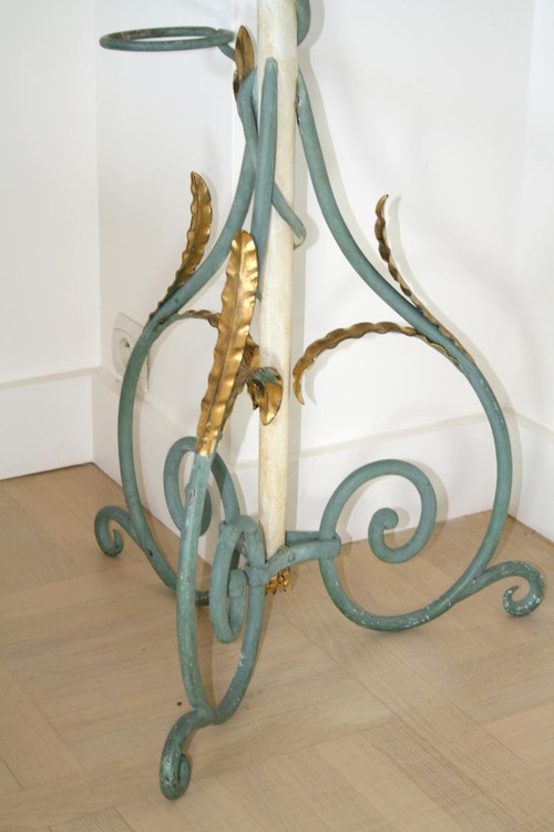 Lacquered And Gilded Wrought Iron Floor Lamp - Art Deco 1940, Attr. House Jansen