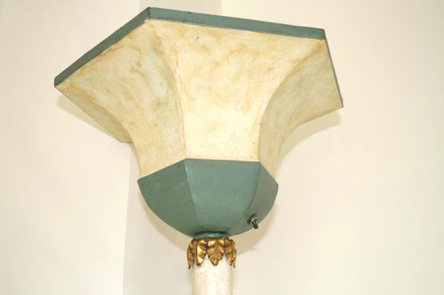 Lacquered And Gilded Wrought Iron Floor Lamp - Art Deco 1940, Attr. House Jansen