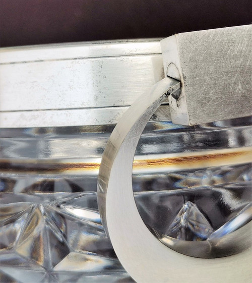 Seltener Eiskübel aus Kristallkontur und versilberten Metallhenkeln