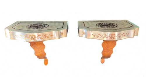 Paire de Consoles d'Appliques Murales Décoratives, Vers 1950