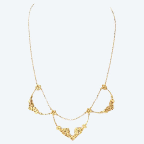 Collier Draperie Début XIXème Siècle En Or Jaune Et Perles