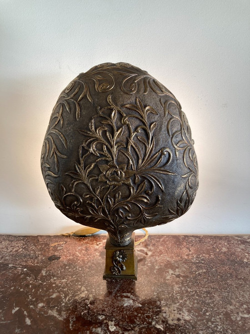 Paire de lampes, en appliques à poser, en cuivre doré, Italie 19ème