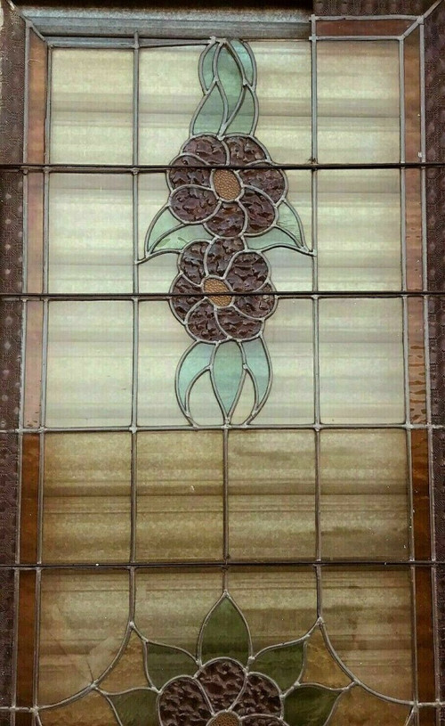 Séparation De Trois Portes En Vitraux Art Déco Epoque 1900