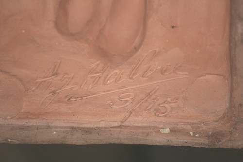 Terrakotta-Skulptur, Nacktbadende, signiert Alfred Jean Halou, Anfang des 20. Jahrhunderts 1910/1920