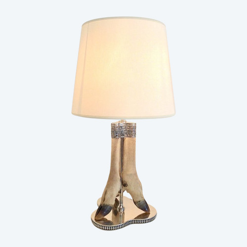 Lampe auf Gazellenbeinen, versilbertes Metall, England 20.