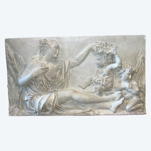 Bas Relief En Stuc A Décor d'Une Scène A l'Antique XX Siècle