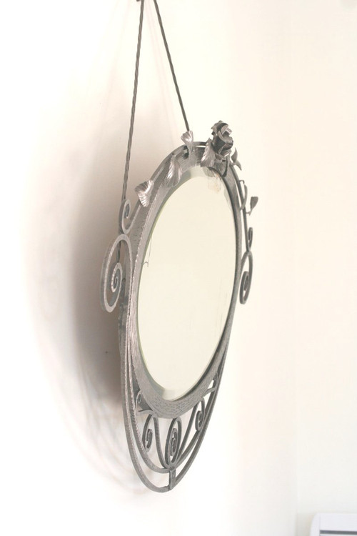 Miroir Fer Forgé Battu Brossé