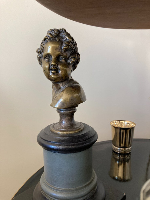 Pair of busts of young children in Silver Bronze - 18th century