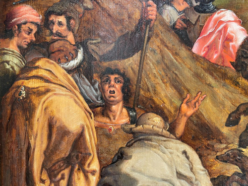 Dipinto Religioso - La Crocifissione - Scuola Olandese 1600 circa