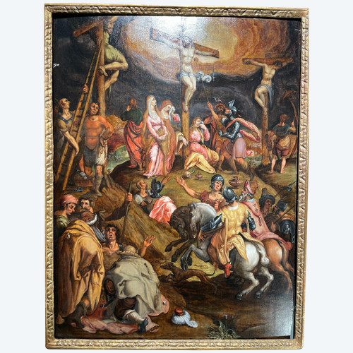 Dipinto Religioso - La Crocifissione - Scuola Olandese 1600 circa