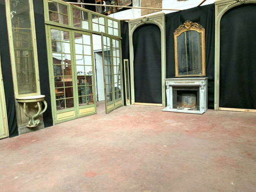 Boiserie De Style Louis XVI En Bois Patiné Portes De Séparation XIX Siècle