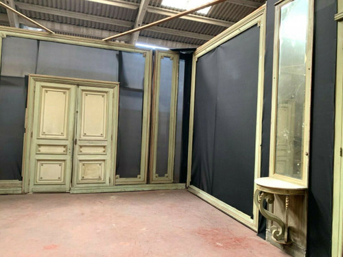 Boiserie De Style Louis XVI En Bois Patiné Portes De Séparation XIX Siècle
