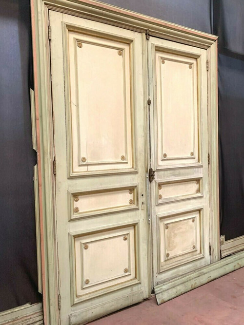 Boiserie De Style Louis XVI En Bois Patiné Portes De Séparation XIX Siècle