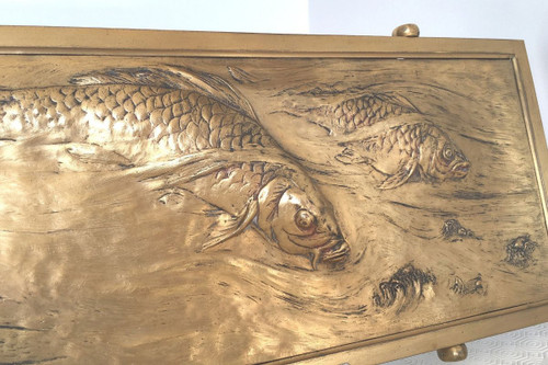 Plaque Décorative à Décors de Carpes Koï - Début 20ème