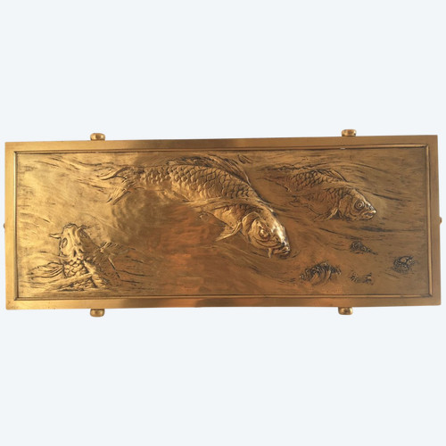 Plaque Décorative à Décors de Carpes Koï - Début 20ème