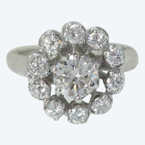 Anello Margherita In Oro Bianco E Diamanti