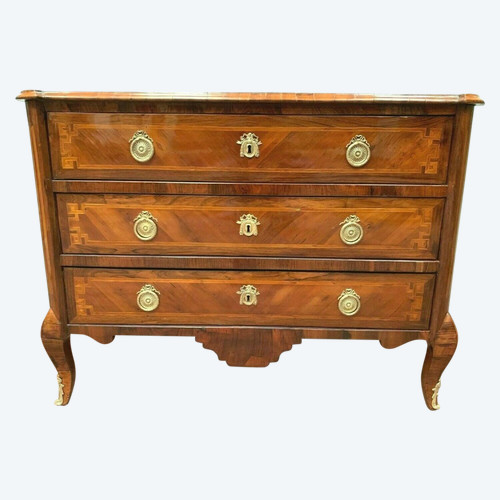 Commode Transition En Palissandre Et Incrustation d'Un Filet De Bois Clair XVIII