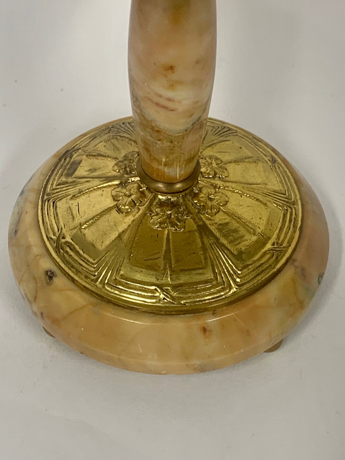 Pair of marble and gilt bronze cassolettes
