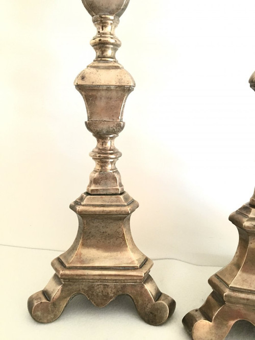 Pair of very large candlesticks - 17th century