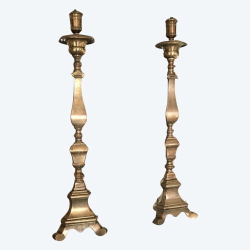 Pair of very large candlesticks - 17th century