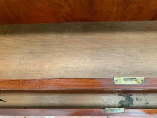 Commode d'époque Empire A Colonnes Détachées XIX Siècle Commode Acajou Flammé