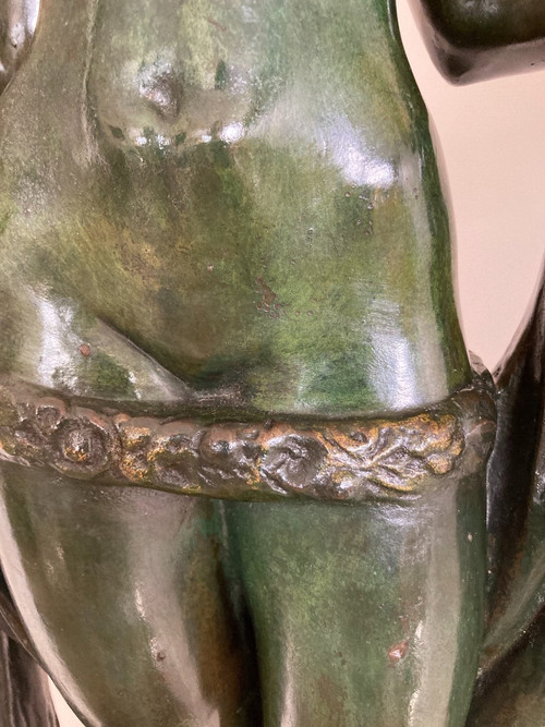 Frauenskulptur Aus Bronze, Signiert Von Marcel Rau (Belgien)