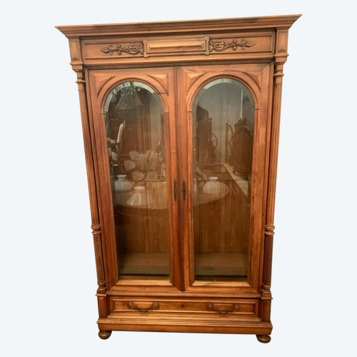 Vitrine Deux Portes En Noyer Massif Vitrine A Colonnes Détachées XIX Siècle