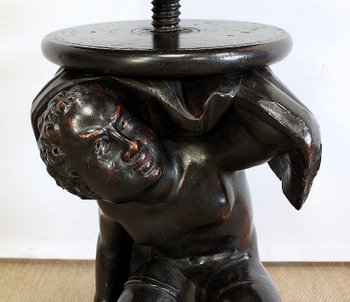 Blackened Patinated Wood Piano Stool - Nineteenth