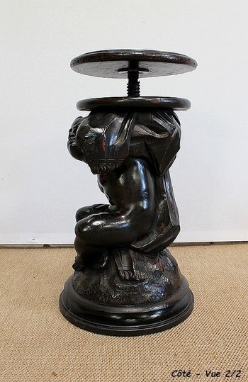 Blackened Patinated Wood Piano Stool - Nineteenth