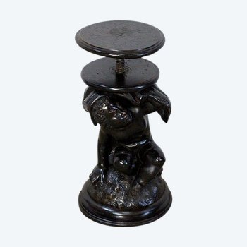 Blackened Patinated Wood Piano Stool - Nineteenth