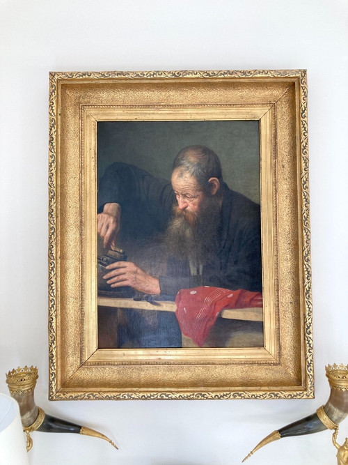 Öl auf Leinwand, L'Artisan signiert von Frans Dauge, 19.