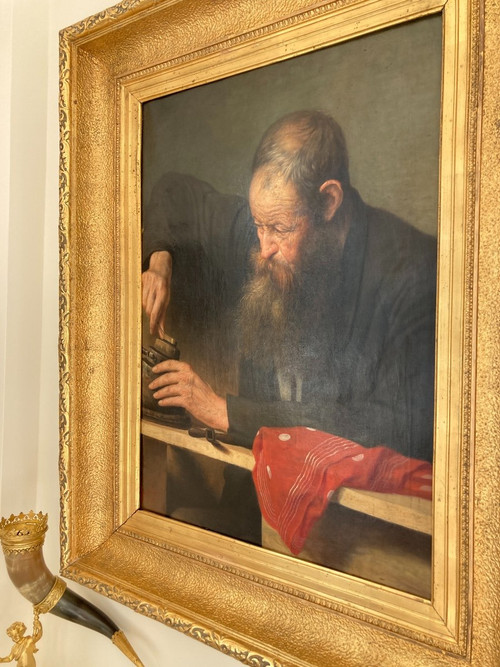 Öl auf Leinwand, L'Artisan signiert von Frans Dauge, 19.