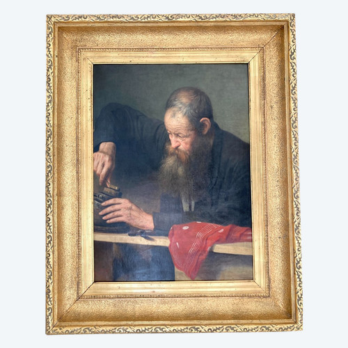Öl auf Leinwand, L'Artisan signiert von Frans Dauge, 19.