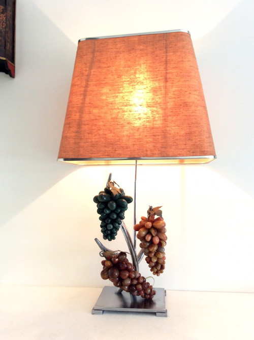Modern Creation lamp in Carnelian and Agate stones, 1970s