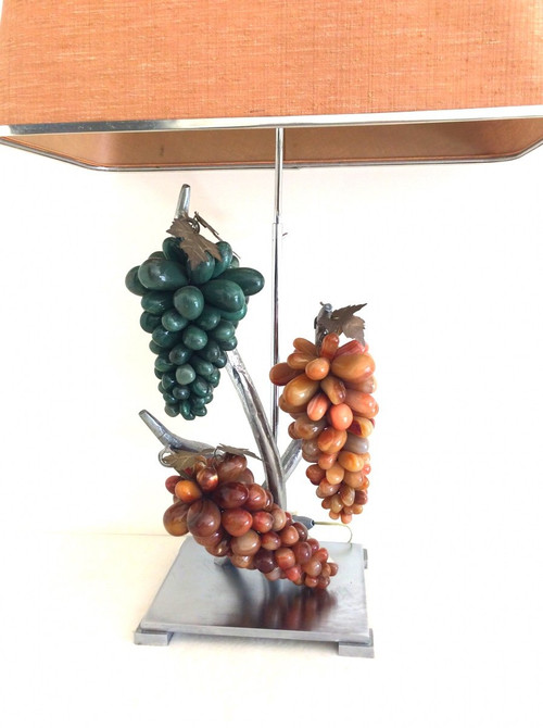 Modern Creation lamp in Carnelian and Agate stones, 1970s