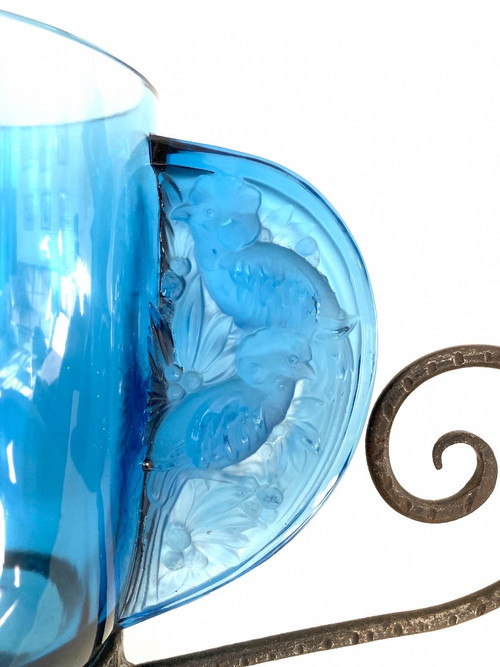 Vase aus gepresstem Glas, von Verlys Frankreich , Art Deco 1940
