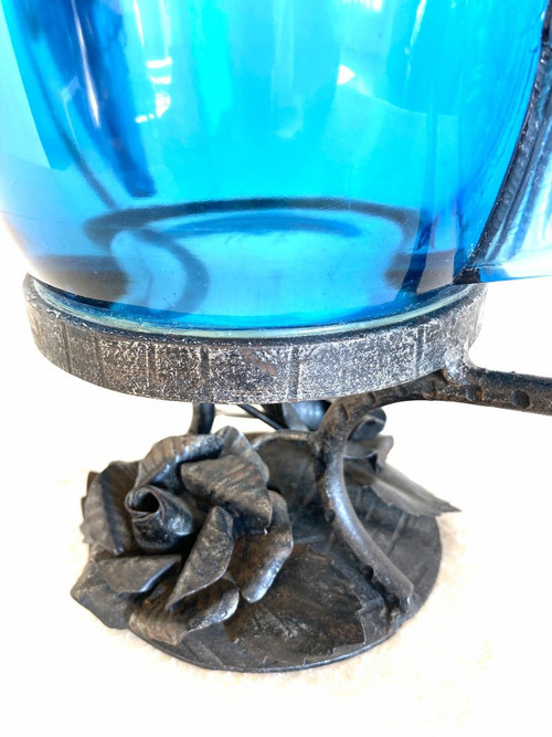 Vase aus gepresstem Glas, von Verlys Frankreich , Art Deco 1940