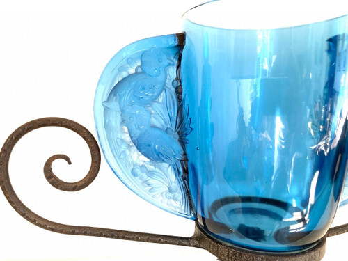 Vase aus gepresstem Glas, von Verlys Frankreich , Art Deco 1940