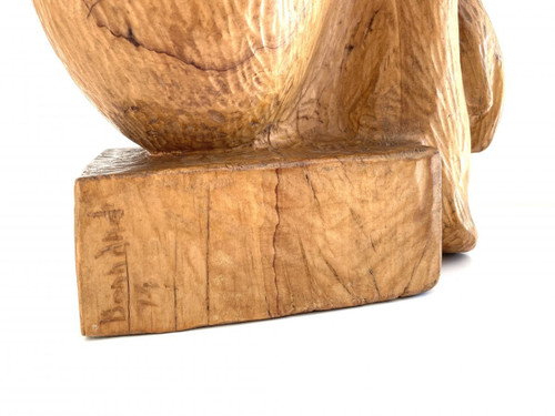 Grande Sculpture Jeune Femme 64 Cm, Bois Massif, De Michel Bonnand