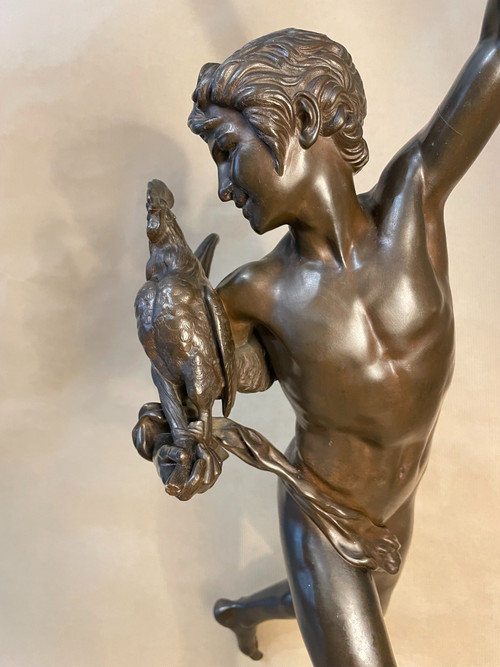  Alexandre FALGUIERE, „Der Sieger im Hahnenkampf“. Bronzeskulptur