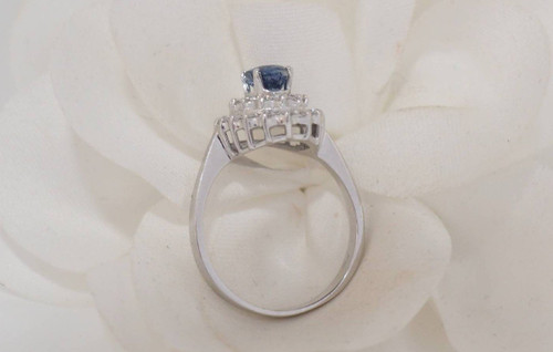 Bague Double Entourage En Or Blanc, Saphir Et Diamants