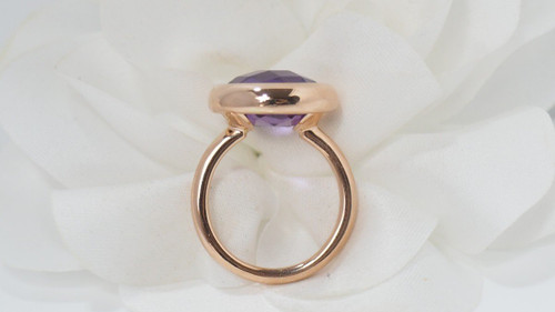 Bague En Or Rose Et Améthyste Facettée