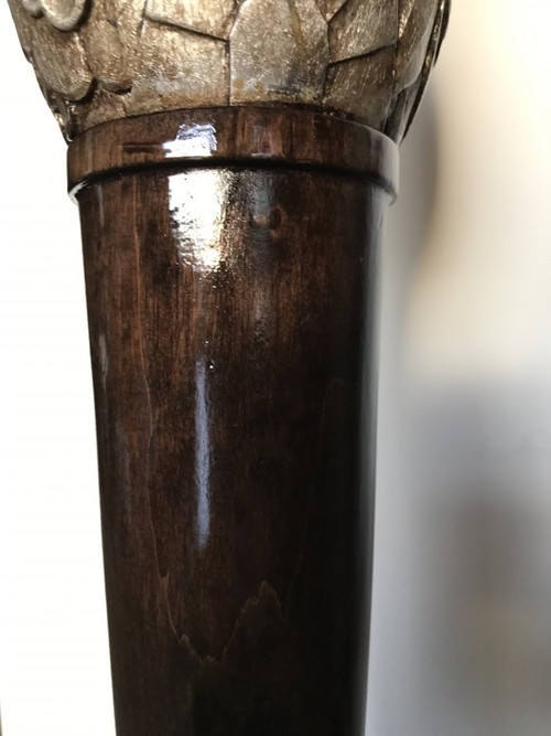 Lampada da terra in legno verniciato e argentato, 183 cm - Art Déco