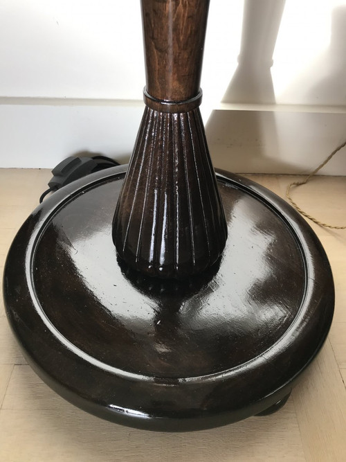 Lampada da terra in legno verniciato e argentato, 183 cm - Art Déco